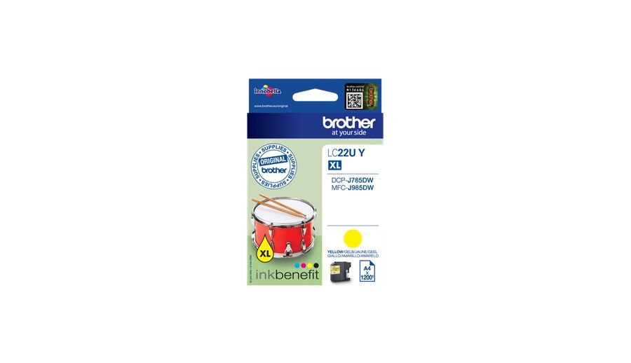 Brother LC-22UY XL Yellow Ink Cartridge for DCP-J785DW, MFC-J985DW - Original