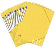 Oxford TopFile+ verzamelmappen, karton, zonder kleppen, met elastiek, formaat A4, geel, 10 stuks