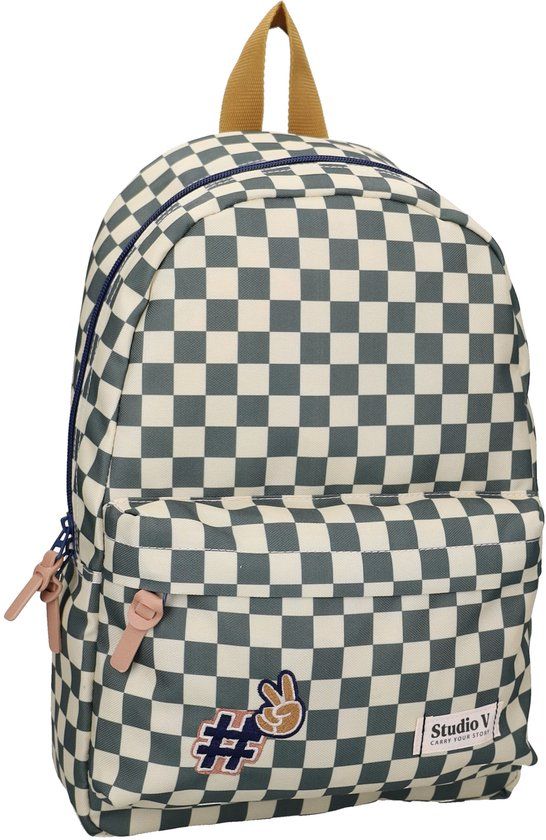 Studio V Retro Forever - Rugzak - Gevoerd - 10,5 liter - 38 x 25 x 12 cm - Geruit - Groen