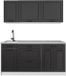 Vicco Eenpersoonskeuken R-Line, Antraciet landelijk/Wit, 160 cm marmer werkblad