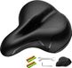 Favoto Selle de vélo, selle de vélo ergonomique, coussin rembourré en mousse viscoélastique pour vélos de ville, VTT, vélos de course avec bandes réfléchissantes, housse de siège, clé à outils
