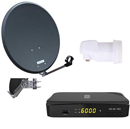 FUBA DAL 800 R Satellitenantenne Alu Rot LNB Quad 8x F-Stecker Sat