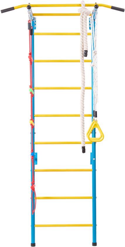 VEVOR 5-in-1 klimset voor kinderen met Zweedse ladder, wandladder, optrekstang, touwladder en gymnastiekringen, draagvermogen 99,8 kg, meerkleurig