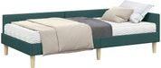 vidaXL Cadre de lit d'angle avec matelas, 2 pièces, vert foncé, tissu, 90 x 200 cm