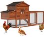 Poulailler Grand poulailler en bois Convient pour 4-6 poules 203 cm Avec marchepied Bac de nettoyage extractible Toit bitumé Marron