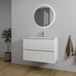 Saniclass Chaci Badkamermeubelset - 80x46x55cm - keramische wastafel wit - 1 ovale wasbak - 1 kraangat - 2 lades - ronde spiegel met verlichting - mat wit