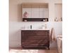 Moka Ensemble meuble simple vasque encastrée gauche 120cm et armoire miroir Bois foncé