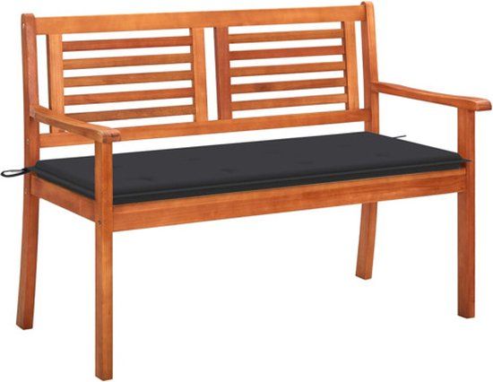 vidaXL Tuinbank 2-zits met kussen 120 cm massief eucalyptushout Antraciet