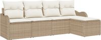 vidaXL Tuinbank Set Beige en Wit Polyrattan