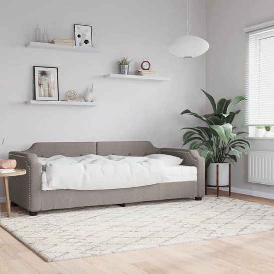 vidaXL Slaapbank met matras 80x200 cm stof taupe