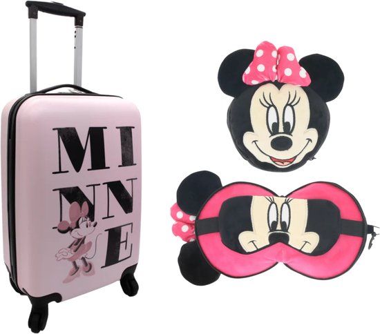 4KidsOnly Undercover Minnie Mouse reisset: trolley en slaapmasker + reiskussen