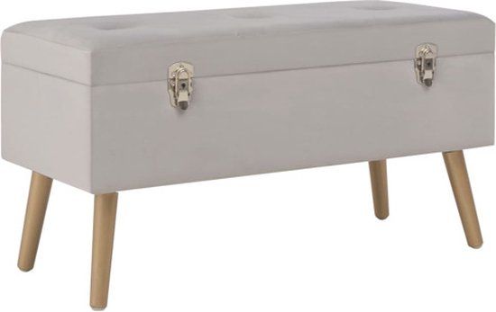 vidaXL Bankje met opbergvak - 80 cm - fluweel - grijs
