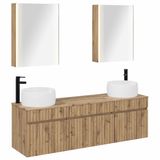 vidaXL Badkamerkast - set - 5 - st - Artisanaal - eiken - Bewerkt - hout