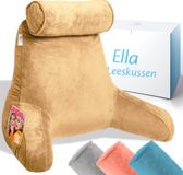 Ella Leeskussen XL - Memory Foam Relax Kussen voor in Bed - Zitkussen met Nekrol & Onderrug Ondersteuning - Bookseat - Fluweel Bruin