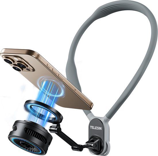 Telesin Magnetic Cooler Pro Telefoonkoeler - Met 15W Draadloos Opladen - MagSafe Compatibel met RGB Verlichting - Aluminium en ABS - Zwart