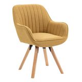 MEUBLE COSY Scandinavische eetkamerstoel kaptafel fauteuil draaibare stoel met armleuningen voor slaapkamer woonkamer keuken kantoor, bekleed met stof massief houten poten, geel