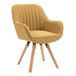 MEUBLE COSY Scandinavische eetkamerstoel kaptafel fauteuil draaibare stoel met armleuningen voor slaapkamer woonkamer keuken kantoor, bekleed met stof massief houten poten, geel
