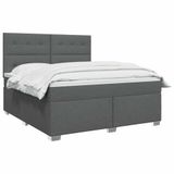 vidaXL Boxspringbed met matras, donkergrijs, 140 x 200 cm, stof