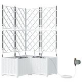 vidaXL Plantenbak - 3 stuks - Wit - 80 x 80 x 142 cm - Staal