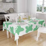 Bonamaison Tafelkleed, Anti-Mold, Sneldrogend, Waterdicht, 100% Polyester Tafellaken, Petroleum Groen, Wit, 140 x 160 Cm
