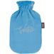 Fashy Warmwaterkruik 2,0 l met fleece overtrek met borduurwerk "Sparkle", lichtblauw
