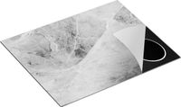 Chefcare Inductie Beschermer Abstracte Kunst - Groene Marmer - Zwart Wit - 65x52 cm