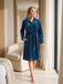 Pastunette - Badjas - Nordic Bloom - Fleece - Donkerblauw - Rits - Maat M