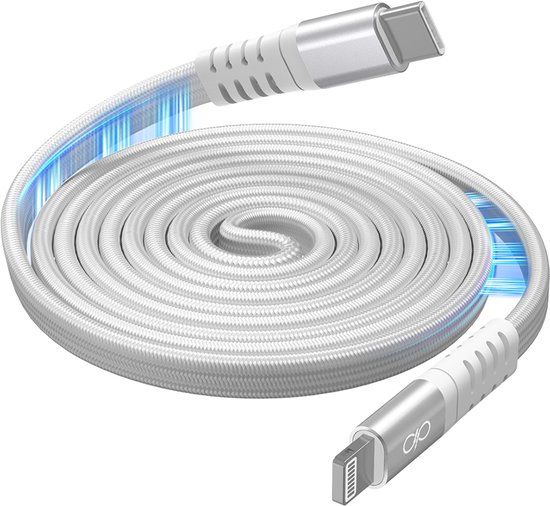 FORCE CASE Magnetische Platte USB-C naar Lightning Kabel 60W - Extra Sterk 3A PD - 1.2m, Wit