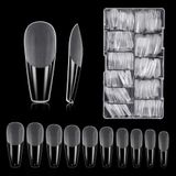 Carehabi Kunstnagels, 500 stuks, acryl, transparant, Amerikaanse nagelset, met opbergkoffer voor manicurestudio's en doe-het-zelf, nail art thuis, 10 maten (halfmat)