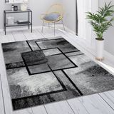 Paco Home Vloerkleed Grijs Woonkamer Vintage Laagpolig Geometrisch Abstract Patroon 120x170 cm