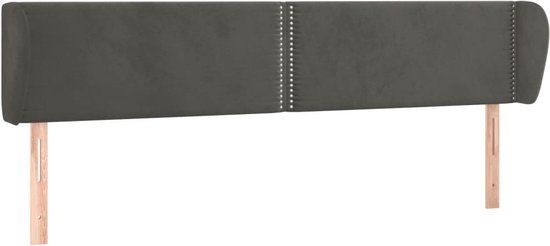 vidaXL Hoofdbord met randen 163x23x78/88 cm fluweel donkergrijs