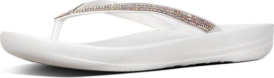 FitFlop iQushion Teenslippers Dames - wit - zilver - Maat 40