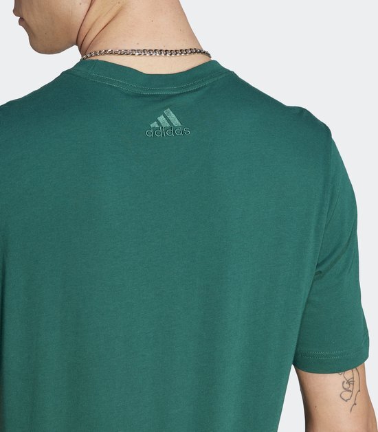 adidas Sportswear Essentials Single Jersey Linear Geborduurd Logo T-shirt - Heren - Groen- S
