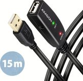 Axagon ADR-215 USB-kabel USB 2.0 USB-A bus, USB-A stekker 15 m Zwart