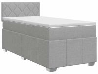 vidaXL Boxspringbed met matras, lichtgrijs, 90 x 200 cm, gestoffeerd