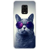 Xiaomi Redmi Note 9 Pro Cat met bril Siliconen hoesje