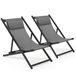 Mondeer Zonneligstoel, set van 2, inklapbare ligstoel met hoofdsteun en verstelbare rugleuning voor tuin, zwembad, terras, belastbaarheid 130 kg, 104 x 58 x 95 cm (b x d x h), donkergrijs