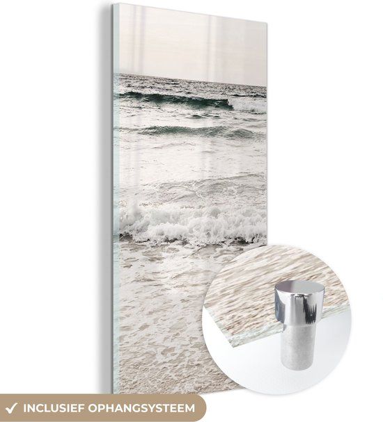 MuchoWow® Glass Painting 20x40 cm - Acrylic Glass Painting - Sea - Summer - Waves - Photo on Glass - Paintings