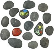Merkloos Relaxdays Schilderstenen, platte decoratieve stenen, 2 kg, knutselstenen voor kinderen en volwassenen, 8-12 cm, donkergrijs