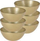 Excellent Houseware Kommetjes/serveer schaaltjes - 6x - Athene - glas - D15 x H6 cm - goud - Stapelbaar