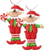 Merkloos / Sans marque Creation Gross Kersthanger/ornament - kerstelf - 2x st - kunststof - 11 cm