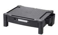 Q-Connect Monitorstandaard met lade, uittrekbare documentenlade en zij-organizer, kabelbeheer, anti-slip coating, zwart