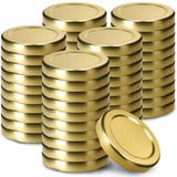 KADAX Schroefdeksel fi53 mm, metalen twist-off-deksel, geschikt voor 115 ml potten, reservedeksel met 4 vergrendeltanden, deksel voor flessen en weckpotten (50 stuks, goud)
