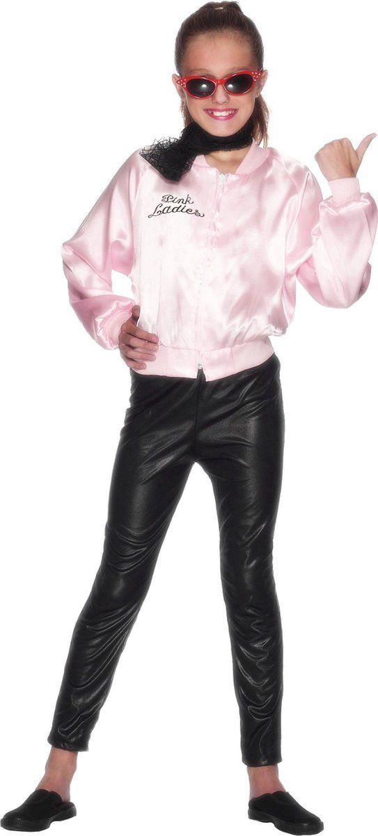 Vegaoo Roze Grease™ jasje voor meisjes - Kinderkostuums - 152/158