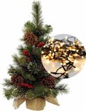 Everlands Kaemingk B.V. Mini kerstboom 45 cm - met decoratie en verlichting warm wit 300cm - 40 leds