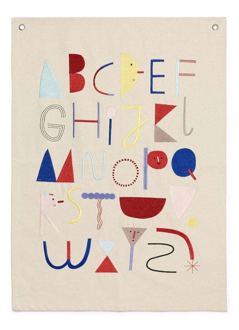 Ferm Living Alphabet Fabric print van biologisch katoen 50 x 70 cm