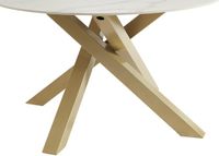 Vente-unique Ronde eettafel voor 4 personen in keramiek en goudkleurig metaal - Witte marmereffect - LENUMIA