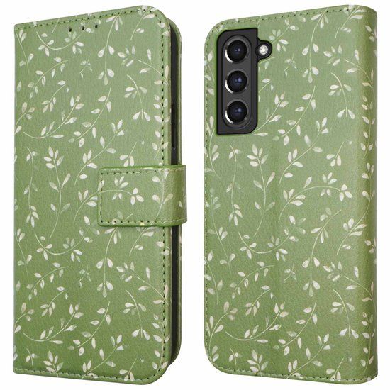 imoshion Design Bookcase Samsung Galaxy S21 FE Green Flowers