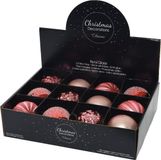 Decoris Kerstballen Glas Roze Luxe Set 12 Stuks Kerstversiering