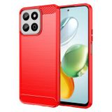 Honor Coque Honor 200 Smart/X7c 4G/5G en TPU Brossé - Fibre de Carbone - Rouge